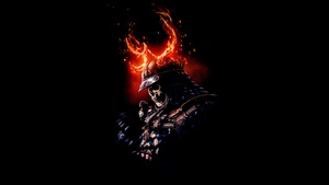 Ghost of Tsushima, Samurai, Demon, Black background, AMOLED, 4K wallpaper