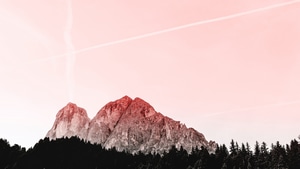 Mountains, Sky, Trees, Nature, 4K wallpaper