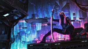 Warrior, Sword, Neon, Artist, Artwork, Digital Art, Deviantart, 4K wallpaper