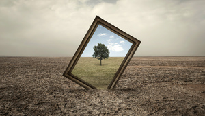 Frame, Landscape, Surreal, Bingkai, Lone tree, 4K wallpaper