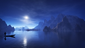 Sea, Lake, Mountains, Nature, 4K wallpaper