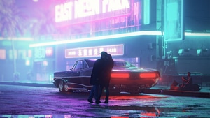 Neon, Couple, Love, Artist, Artwork, Digital Art, 4K wallpaper