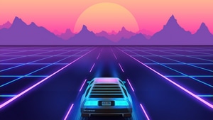 Retrowave, Synthwave, Delorean, Artist, Artwork, Digital Art, 4K wallpaper