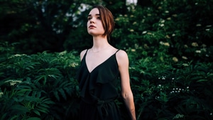 Brunette, Girls, Model, Black Dress, Deviantart, 4K wallpaper