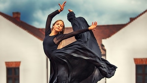 Ballerina, Girls, Model, Dancer, Black Dress, 4K wallpaper