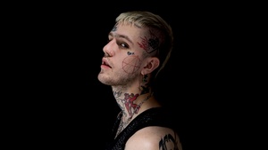 Lil Peep, American rapper, Black background, 4K wallpaper