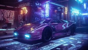 Lamborghini, Synthwave, Artist, Artwork, Digital Art, Artstation, 4K wallpaper