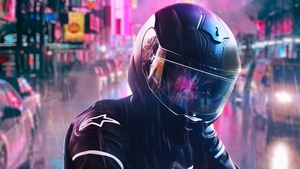 Biker, Helmet, Artist, Artwork, Digital Art, 4K wallpaper