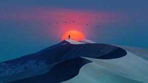 Alone, Sunrise, Artist, Artwork, Digital Art, 4K wallpaper