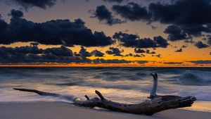 Sea, Sunset, Clouds, Nature, Sky, 4K wallpaper