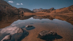 Lake, Rocks, Reflection, Stones, Nature, 4K wallpaper