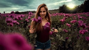 Women, Girls, Model, Field, 4K wallpaper
