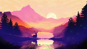Deer, Forest, Minimalism, Minimalist, Artist, Artwork, Digital Art, 4K wallpaper