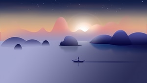 Lake, Boat, Artist, Artwork, Digital Art, Minimalism, Minimalist, 4K wallpaper