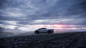 Tesla Cybertruck, Sunset, 4K wallpaper