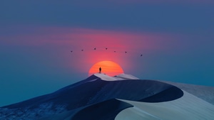 Artist, Artwork, Digital Art, Outrun, Sunset, 4K wallpaper