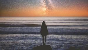 Alone, Waves, Girls, Model, Photography, 4K wallpaper