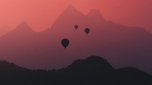 Air Balloon, Evening, Silhouette, Sky, Photography, 4K wallpaper