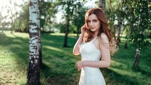 Girls, Model, Depth Of Field, White Dress, 4K wallpaper