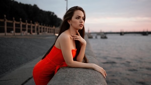Zemfira Ismailova, Girls, Model, Red Dress, 4K wallpaper