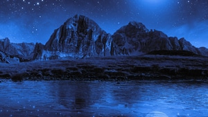 Moon, Stars, Landscape, Mountains, Stars, Nature, 4K wallpaper
