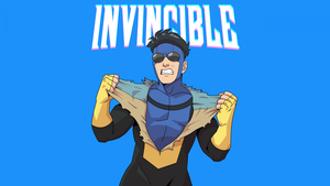Invincible, Blue background, Animated series, Cartoon, 4K wallpaper