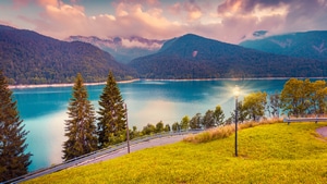 Landscape, Trees, Mountains, Nature, 4K wallpaper