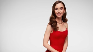 Lily Collins, Girls, Celebrities, Model, Red Dress, 4K wallpaper