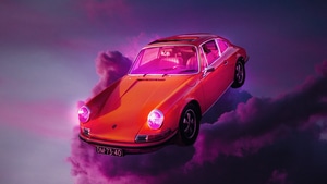 Porsche, Artist, Artwork, Digital Art, Outrun, 4K wallpaper