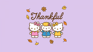Thankful, Hello Kitty, Lavender background, Happy Thanksgiving, 4K wallpaper