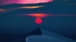 Alone, Sunset, Artist, Artwork, Digital Art, 4K wallpaper