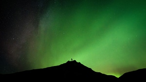 Silhouette, Aurora, Northern Lights, Nature, 4K wallpaper