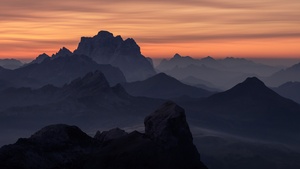 Mountain range, South Tyrol, Italy, Silhouette, Mountains, Peak, Dolomites, Outdoor, Sunset, 4K wallpaper