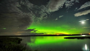 Aurora, Northern Lights, Morning, Clouds, Nature, 4K wallpaper