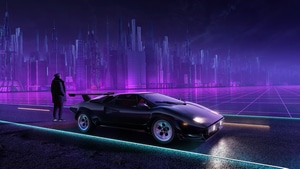Outrun, Lamborghini, Synthwave, Vaporwave, Artist, Artwork, Digital Art, 4K wallpaper