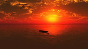 Boat, Sunset, Artist, Artwork, Digital Art, 4K wallpaper