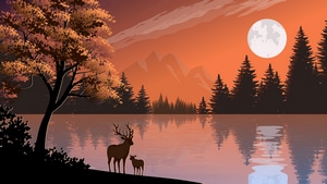 Reindeer, Artist, Artwork, Digital Art, Illustration, 4K wallpaper