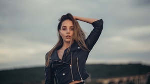 Jacket, Leather, Girls, Model, 4K wallpaper