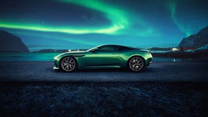 Aston Martin DB12, Luxury sports car, Aurora Borealis, 4K wallpaper