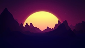 Retrowave, Synthwave, Mountains, Artist, Artwork, Digital Art, Minimalism, Minimalist, 4K wallpaper