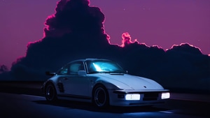 Porsche, Outrun, Synthwave, Retrowave, Artist, Artwork, Digital Art, 4K wallpaper