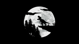 T Rex, Moon, Silhouette, Night, Minimalist, Simple, 4K wallpaper