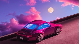 Outrun, Porsche, Synthwave, Artist, Artwork, Digital Art, 4K wallpaper