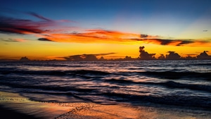 Ocean, Sunset, Nature, 4K wallpaper
