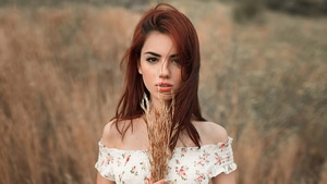 Girls, Model, Field, 4K wallpaper