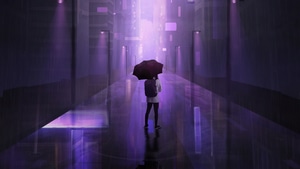 Rain, Umbrella, Alone, Artist, Artwork, Digital Art, Artstation, 4K wallpaper
