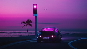 Porsche, Synthwave, Artist, Artwork, Digital Art, 4K wallpaper