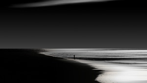 Mountains, Dark, Waves, Monochrome, Black And White, Nature, 4K wallpaper