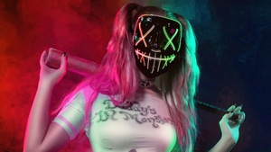 Harley Quinn, Mask, Artist, Artwork, Digital Art, 4K wallpaper
