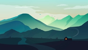 Hut, Mountains, Minimalism, Minimalist, Artist, Artwork, Digital Art, Artstation, 4K wallpaper